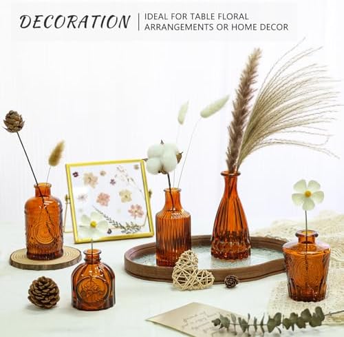 SUPMIND Glass Bud Vases Set of 12, Small Dark Brown Flower Vases in Bulk - Image 4