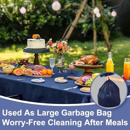 NatNarr 12 Pcs Navy Blue Plastic Tablecloths, Scalloped Blue Table Cloth - Image 6