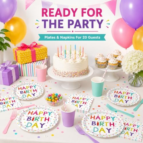 40 Pcs Birthday Plates and Napkins Set, Large 9 Inch Party Plates - Image 7