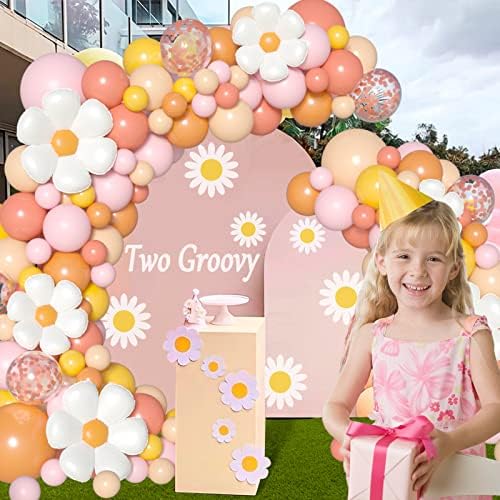 Boho Daisy Balloon Garland Arch Kit,JOGAMS 172Pcs Groovy Balloon Arch Kit with Daisy Flower Rose Gold Confetti Balloons for Boho Daisy Theme Birthday Baby Shower Wedding Groovy Party Decorations - Image 5