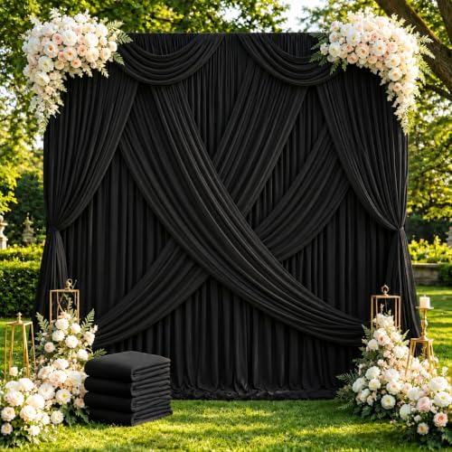 Black 5ft x 10ft Backdrop Curtain by Linhedai
