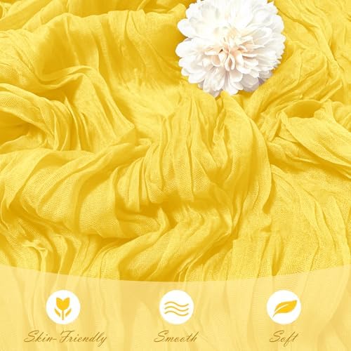 15 Pack Lemon Yellow Cheesecloth Table Runner 17 x 108 inch Cheese Cloth Table Runners 9ft Yellow Table Runner Rustic Romantic Sheer Gauze Runner for Wedding Party Baby Shower Table Decoration - Image 5