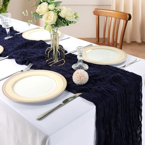 6 Pack 10Ft Navy Blue Cheesecloth Table Runner 23 x 120 Inch - Image 2
