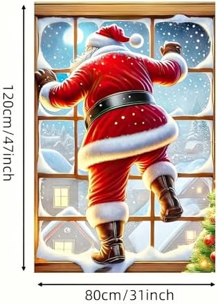 BlissYard Peeking Santa Claus Christmas Window Banner 31x47 - Image 5