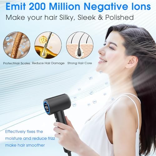 KARFUN 110000RPM Ionic Hair Dryer, Positive & Negative Ion Tech (Gray) - Image 3
