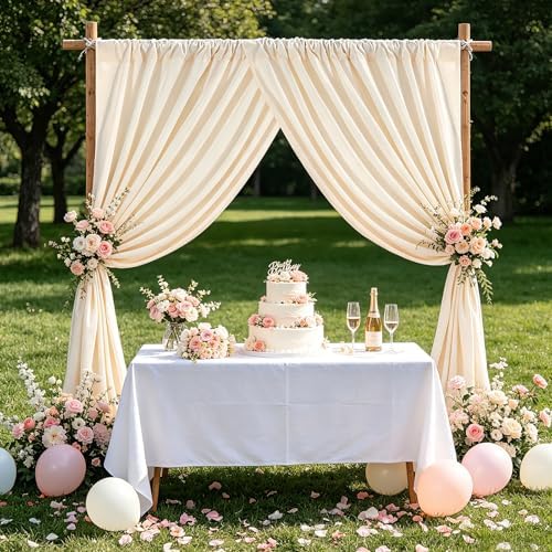 Beige Backdrop Curtains 30ftx10ft Wedding Polyester Photo Drapes - Image 5