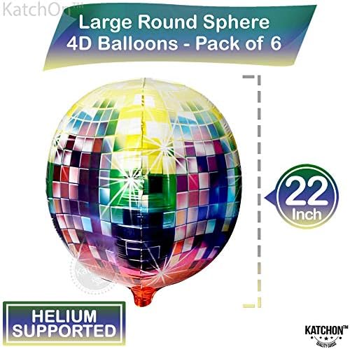 KatchOn Large Disco Ball Balloons - 22 Inch, Pack of 6, Decades Party Decor - Image 4