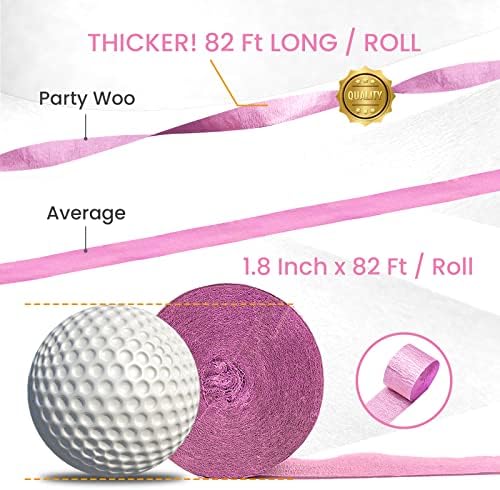 PartyWoo Pink Peach Light Hot Dark White Crepe Paper Streamers 6pcs 492 FT - Image 3