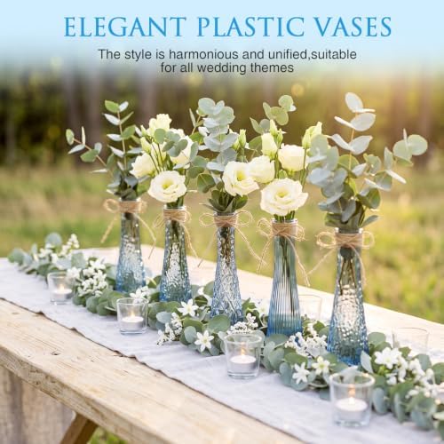 Set of 12 Blue Glass Bud Vases for Centerpiece, Assorted - Image 5