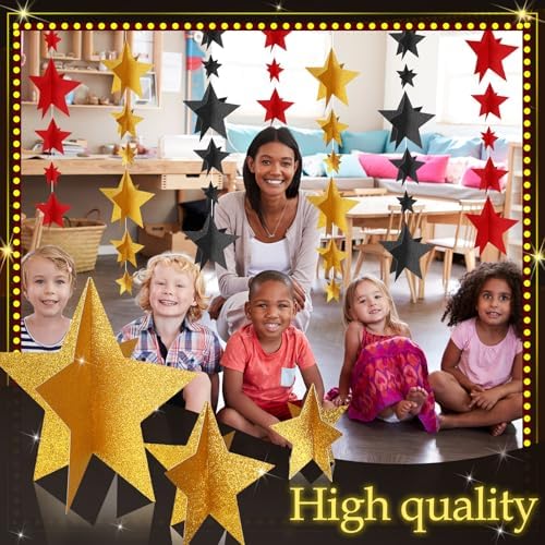 Sinload 45 Piece 3D Glitter Star Centerpieces Red Black Gold Party Decor - Image 5