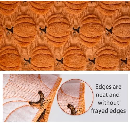 Fall Table Runner 13x72 Inch Soft Plush Faux Fur Jacquard Orange Pumpkin Table Runner, Seasonal Autumn Kitchen Dining Table Decoration for Home Party Decor ZR010C72 - Image 6