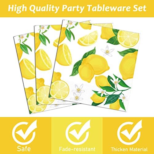 50 Guests Lemon Party Decorations Plates and Napkins Yellow Lemons Summer Party Supplies for Birthday Baby Shower Lemon Theme Disposable Plates Tableware Set 200 PCS - Image 4