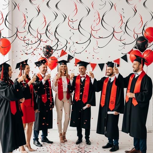 BEISHIDA 20Pcs Red Black Hanging Swirls Casino Birthday Graduation Decor - Image 5