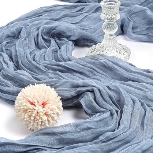6 Pack 10Ft Dusty Blue Cheesecloth Table Runner 23 x 120 Inch - Image 3