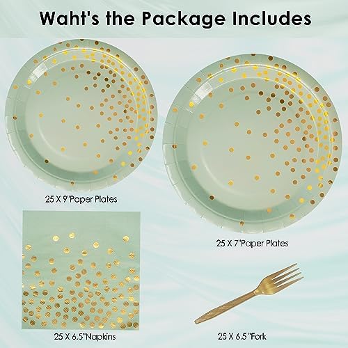 Sage Green Plates and Napkins Party Supplies - Image 7