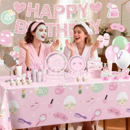 355Pcs Spa Birthday Party Supplies for Girls Tableware Set, 50 Serves - Image 7