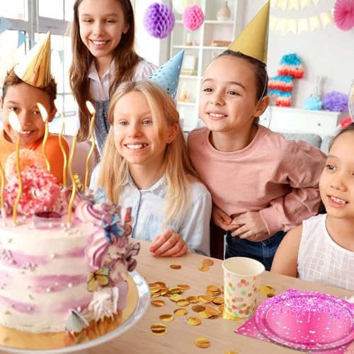 40 PCS Hot Pink Happy Birthday Decorations - Rose Pink Party Supplies with Paper Plates and Napkins for Girls, Women, Weddings & Birthday Parties - Image 5