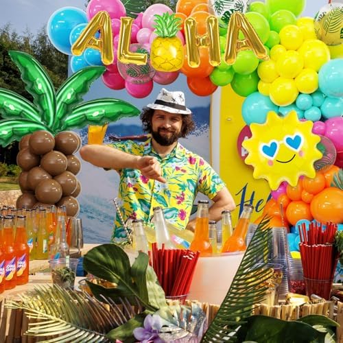 Amandir 160Pcs Hawaiian Tropical Beach Luau Balloon Garland Arch Kit - Image 6