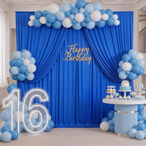 20ft x 10ft Royal Blue Backdrop Curtains for Parties, 4 Panels 5x10ft Wrinkle Free Silky Polyester Photo Backdrop Drapes Background for Birthday Graduation Photography Party Decorations - Image 5