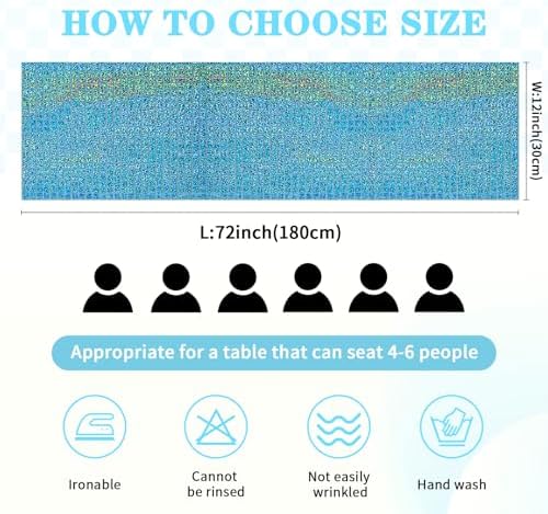 Glitter Disco Party Table Runner 8 Packs 13 x 72 Inch Fancy Blue Sequin - Image 3