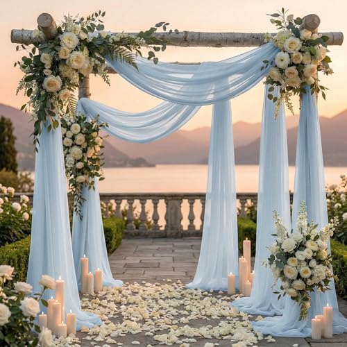 Pack of 2 Wedding Arch Drape Panel Fabric 30" x 100ft - Baby Blue - Image 4