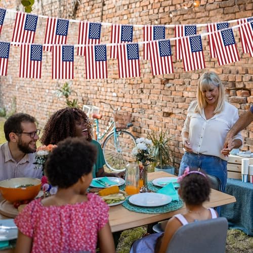 52FT 4th of July Decorations Outdoor, 50 PCS Fourth of July Banner, 5.5 x 8.2 Inches American String Flag Banner for Patriotic Independence Day Fourth of July Accessories Party Home Patio Decor - Image 6