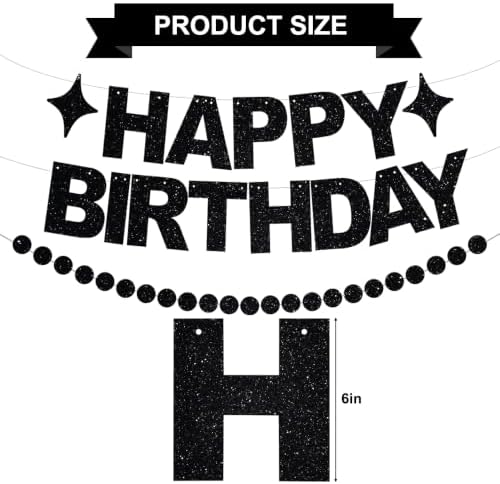 BEISHIDA Pre-Strung Glitter Black Happy Birthday Banner Party Decoration - Image 3