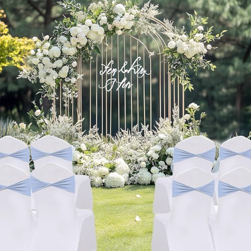Spandex Sky Blue Chair Sashes Bows 30 Pcs Blue Chair Sashes Elastic Chair Cover Bands Ties Without Buckle for Wedding Birthday Party Ceremoney Events Decoration - Image 5