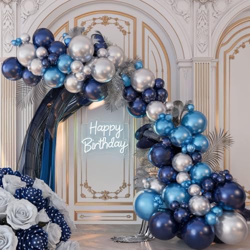 Blue Silver Balloons for Boys Baby Shower Gender Reveal Mens Birthday Party - Image 4
