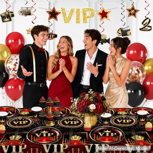 Yingto 177PCS Red Carpet Party Decorations Hollywood Birthday Set Serves 20 - Image 4