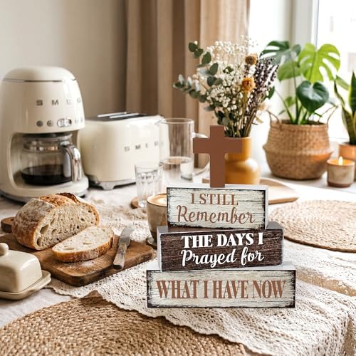 4 Pcs Bible Wooden Tiered Tray Decor, Christian Table Decorations Gifts - Image 5