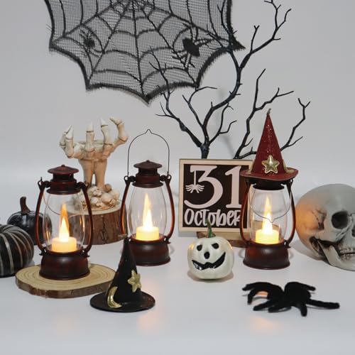 12Pcs Hand-Brushed Red Mini Lanterns for Vintage Christmas Table Decorations – 6Inch Small Candle Lanterns for Western Cowboy Camping Halloween Weddings Party Centerpiece & Hanging Ornaments - Image 5