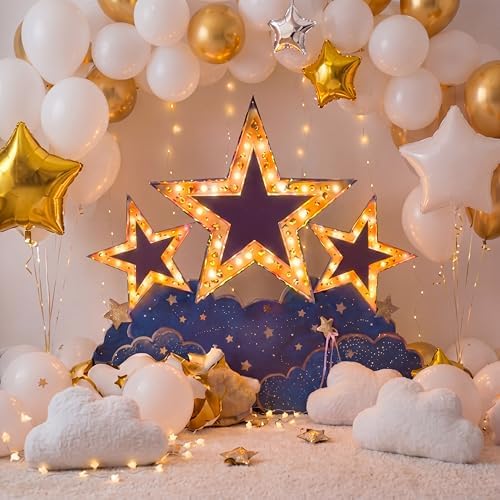 Leinuosen 4 ft Star Cloud Starry Night Party Decorations Gold Under the Stars Cardboard Stand up Cutout Life Size Prom Homecoming Party Photo Prop Stand-up for Movie Night Awards Prom Birthday Parties - Image 3
