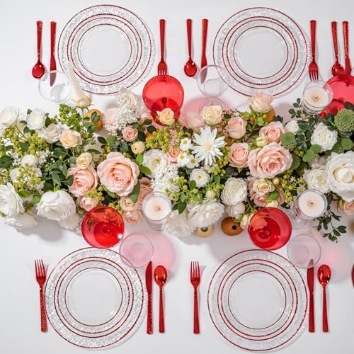 Ciaell 150 Piece Red Plastic Plates for Weddings Parties - Image 5