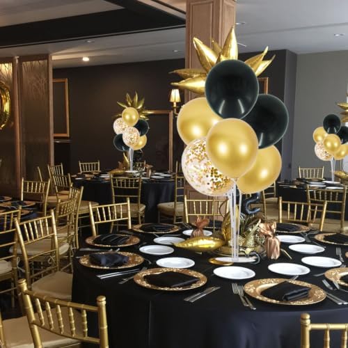 TONIFUL 4 Set Black Metallic Yellow Balloon Stand Centerpieces for Table - Image 5