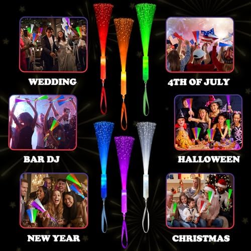 Halloween Glow in Dark Party Favors for Kid,12PCS Light Up Fiber Optic Wand - Image 6