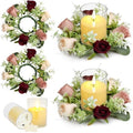 2 Sets Rose Candle Rings Wreaths with LED Flameless Candles by TOBILU