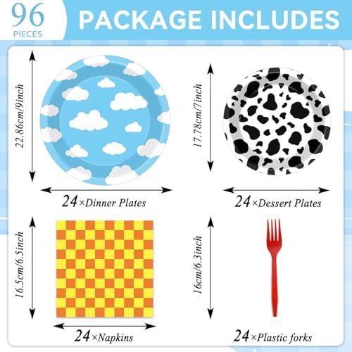 CHUNNIN 96PCS Cartoon Party Paper Plates and Napkins - Image 2