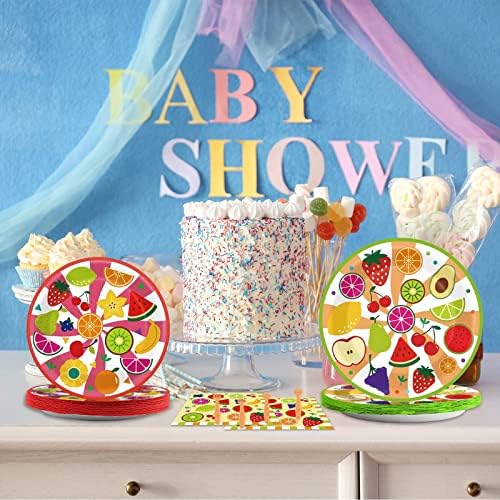 chiazllta 96 Pcs Fruits Paper Plates Tutti Summer Fruit Birthday Party Decorations Disposable Fruit Tableware Party Supplies Favors for 24 Guests - Image 6