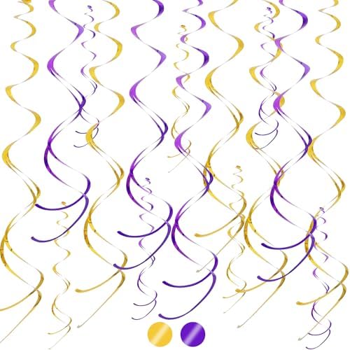 BEISHIDA 20Pcs Purple Gold Hanging Swirls Birthday Wedding Graduation Decor by Beishida