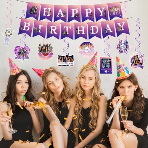 Birthday Party Decorations Singer Themed Party Supplies Set with Happy Birthday Banner, Balloons, Hanging Swirls Cake Toppers and Cupcake Toppers for Fans Birthday Party - Image 5