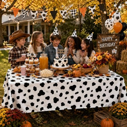 12 Pcs Brown and Cow Print Western Plastic Rectangle Tablecloth - Image 6