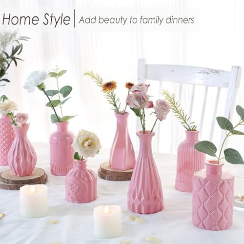 UPBUD Baby Pink Glass Bud Vases Set of 12, Mini Vase for Centerpieces - Image 6