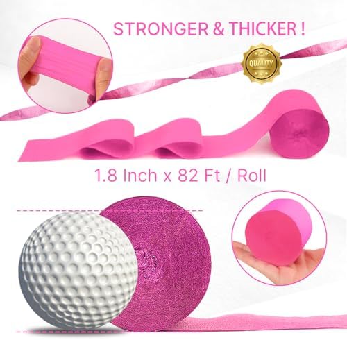 PartyWoo Pink Crepe Paper 6pcs 492 FT Pastel Hot Light Baby Pink Streamers - Image 6