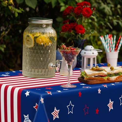 QZYL 2 Pack 4th of July Tablecloth, 54" x 108" American Plastic Table Cover, Disposable Red White Blue Tablecloths Fourth of July Table Cloth, Patriotic Party Supplies Independence Day Decorations - Image 7