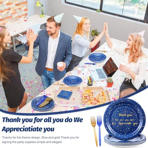 Geyoga 96 Pcs We Appreciate You Decoration Set,Blue and Gold,Thankful - Image 3