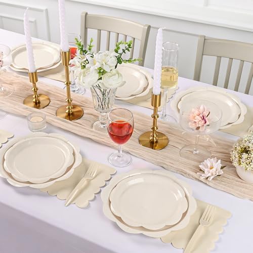 96 Pcs Ivory Paper Plates and Napkins Set Party Supplies Serve for 24 Guest - Image 4