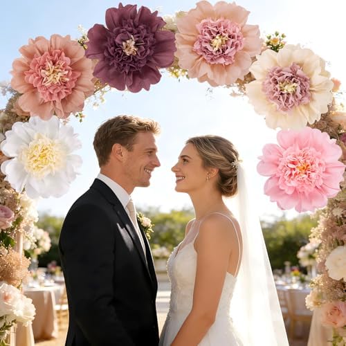 SUNBEAUTY 6 Pcs Large Boho Tissue Paper Flowers 12'' Giant Crepe Paper Flowers Decorations for Birthday Mexican Fiesta Spring Wedding Flower Backdrop Baby Bridal Shower Carnival Party Wall Decor - Image 6