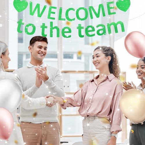 Pre-Strung Glitter Welcome to the Team Banner Welcome Banner Welcome Decorations for Office New Hire Events Corporate Onboarding & Team Building Parties (Green) - Image 5