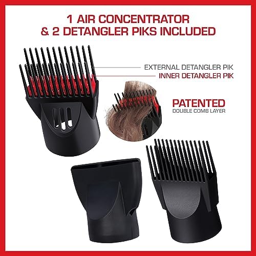 Red Pro Hair Dryer 3500W Turbo Titanium Blow Dryer with Detangler Comb, Fast Dry Smooth Hair, Multi Setting, Cool Shoot Button, Professional Salon Dryer - Image 4
